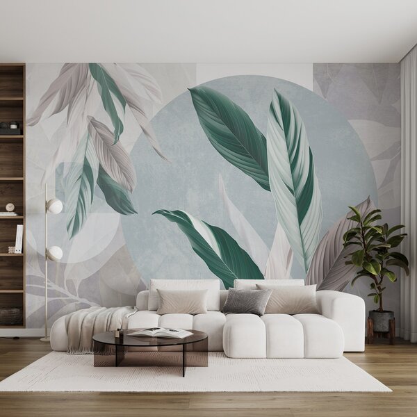Fototapety Nowoczesna i abstrakcyjna geometryczna kompozycja teksturowa ze szczegółowymi liśćmi w odcieniach, Fototapety Natura, w08741v1 : Uwalls.pl