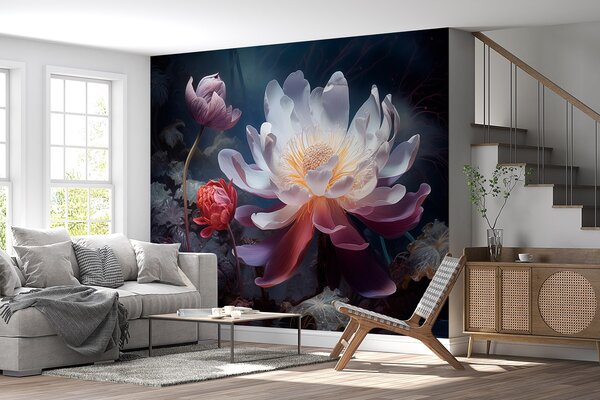 Fototapety Fantastyczne kwiaty kwitnące w bajkowej, mrocznej atmosferze, Fototapety Kwiaty, w08747 : Uwalls.pl