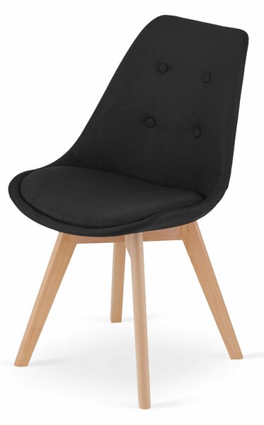 EMWOmeble Krzesła NORI 3400 czarny materiał + guziki, nogi drewniane / 4 sztuki