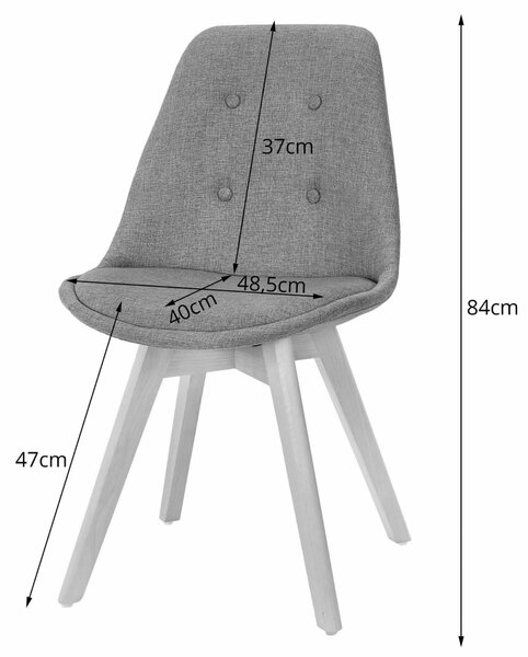 EMWOmeble Krzesła NORI 3400 czarny materiał + guziki, nogi drewniane / 4 sztuki