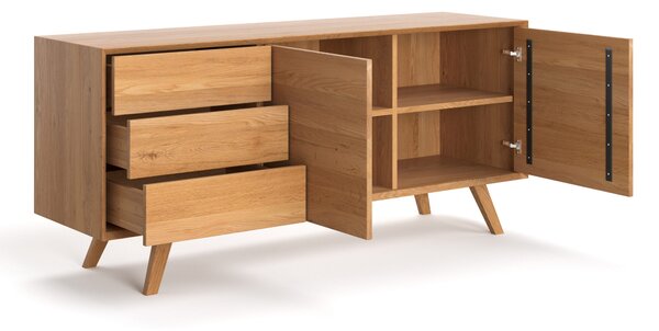 Komoda Quatro z litego drewna 140 cm, lakier matowy, dąb - Outlet Dąb 140 cm Lakier matowy