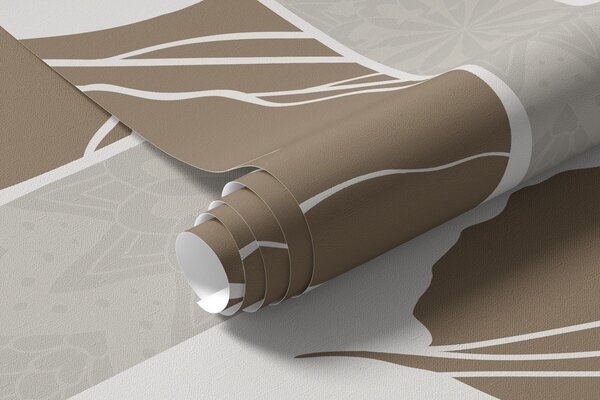 Fototapety Eleganckie łuki z kwiatowymi wzorami w beżu i bieli, na teksturowanym beżowym tle, minimalistyczny, Fototapety Natura, w08866 : Uwalls.pl