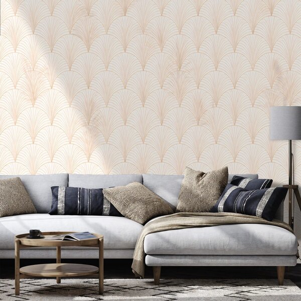 Tapeta beżowa geometria art déco