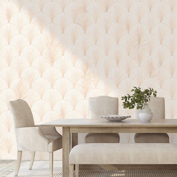Tapeta beżowa geometria art déco