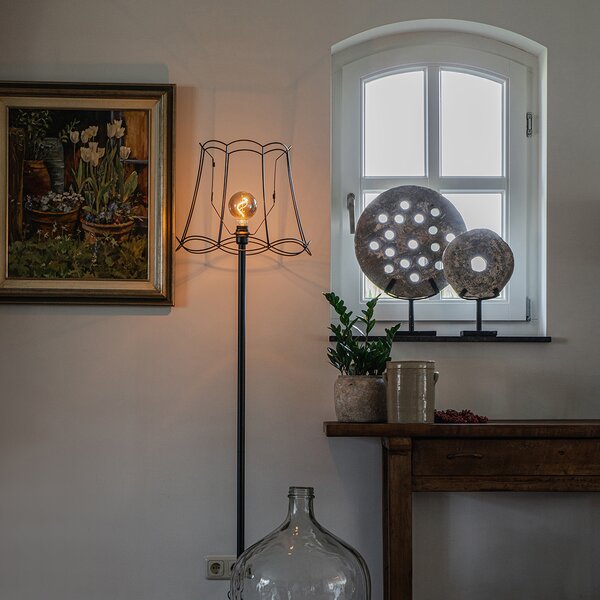 Czarna lampa stojąca z abażurem Granny Frame czarny 45 cm - Simplo