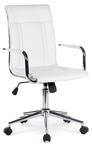 Biały biurowy fotel obrotowy do komputera - Lenton