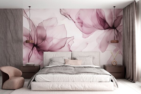 Fototapety Kwiaty w płynnym stylu, kwiatowa abstrakcja, akwarela, różowa paleta kolorów , Fototapety Akwarele, w03406v1 : Uwalls.pl