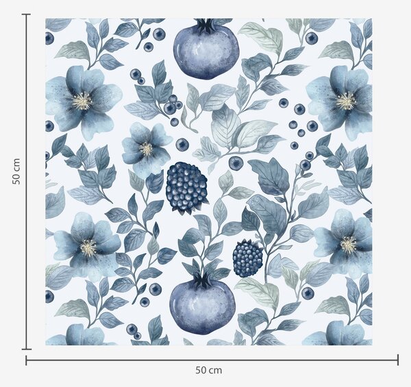 Tapety Niebieskie kwiaty i granaty, Tapety w stylu francuskim, a00002v1 : Uwalls.pl