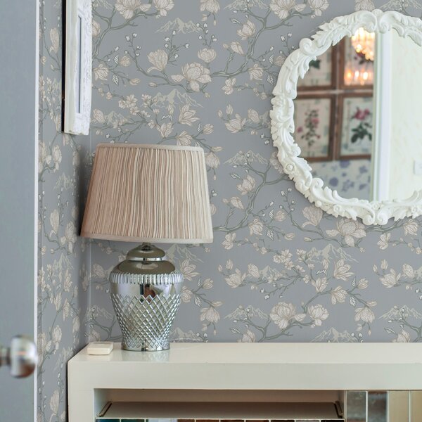 Tapety Białe kwiaty na gałęziach i góry na niebieskim tle, Tapety Shabby Chic, a00021 : Uwalls.pl