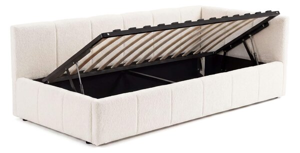 MebleMWM Łóżko tapicerowane z pojemnikiem 5084G-R | 90x200 | Boucle | Biały #6