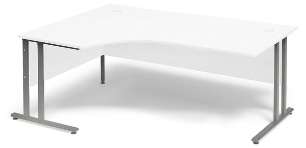 Biurko ergonomiczne FLEXUS, lewe, 1800x1200x720 mm, laminat, biały