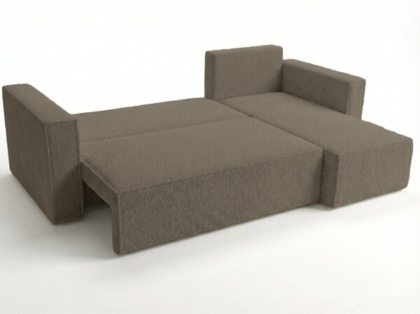 Rozkładana narożna sofa SMART BOUCLE 232x143 cm, szarobrązowa, uniwersalna