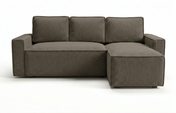 Rozkładana narożna sofa SMART BOUCLE 232x143 cm, szarobrązowa, uniwersalna