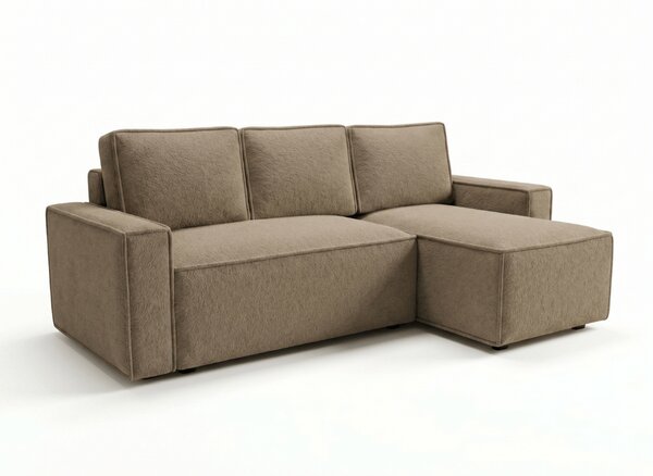 Rozkładana narożna sofa SMART BOUCLE 232x143 cm, ciemnobeżowa, uniwersalna