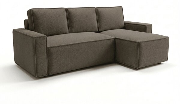 Rozkładana narożna sofa SMART BOUCLE 232x143 cm, szarobrązowa, uniwersalna