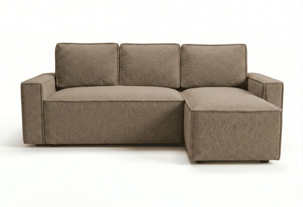 Rozkładana narożna sofa SMART BOUCLE 232x143 cm, ciemnobeżowa, uniwersalna