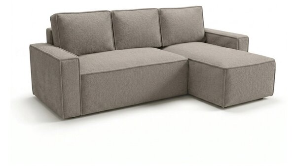 Rozkładana narożna sofa SMART BOUCLE 232x143 cm, szarobeżowa, uniwersalna