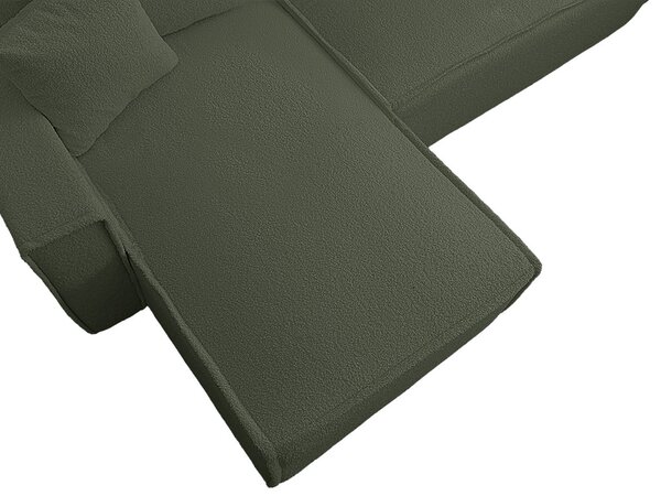 Rozkładana narożna sofa SMART BOUCLE 232x143 cm, ciemnozielona, uniwersalna