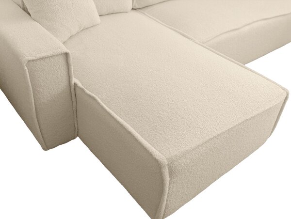 Rozkładana narożna sofa SMART BOUCLE 232x143 cm, kremowa, uniwersalna