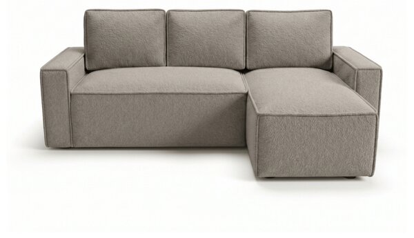 Rozkładana narożna sofa SMART BOUCLE 232x143 cm, szarobeżowa, uniwersalna