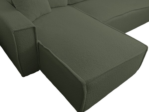 Rozkładana narożna sofa SMART BOUCLE 232x143 cm, ciemnozielona, uniwersalna