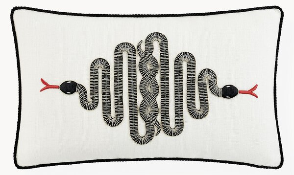 Ręcznie haftowana poduszka z lnu Snake