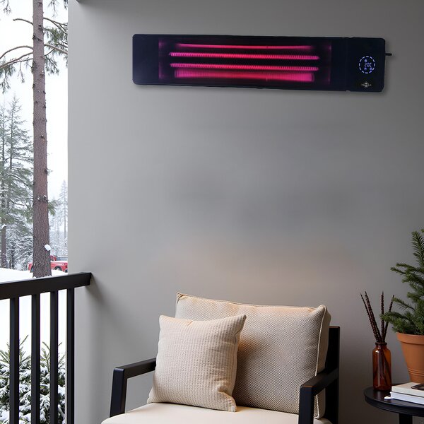 Grzejnik tarasowy na podczerwień, 4500W/2250 watów ElectricSun czarny, do użytku wewnątrz/na zewnątrz, z termostatem i aplikacją, 100x18cm