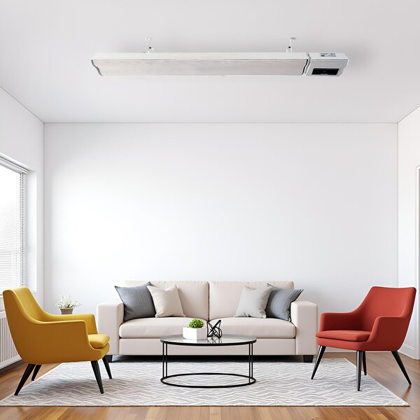 Grzejnik elektryczny ElectricSun 1200W/600W biały grzejniki na podczerwień z termostatem, z WiFi aplikacja Smart Life, 94x15cm, instalacja na suficie