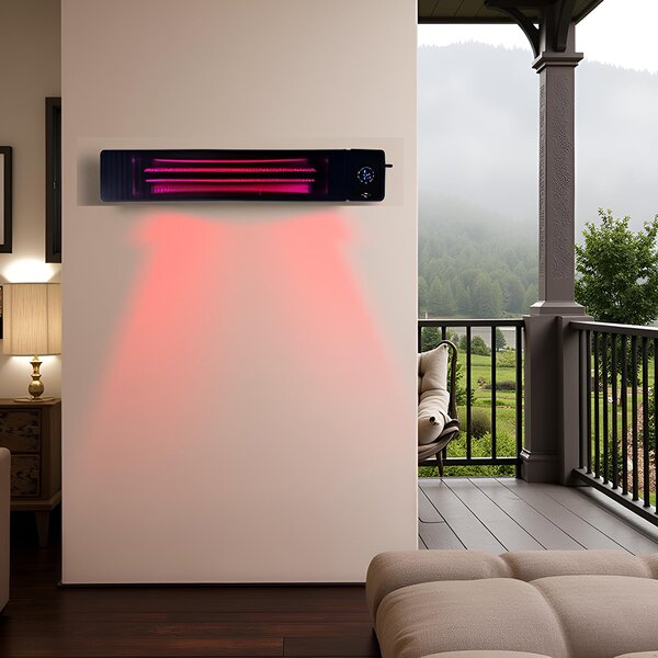 Grzejnik tarasowy na podczerwień, 4500W/2250 watów ElectricSun czarny, do użytku wewnątrz/na zewnątrz, z termostatem i aplikacją, 100x18cm