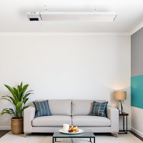 Grzejnik elektryczny ElectricSun 1200W/600W biały grzejniki na podczerwień z termostatem, z WiFi aplikacja Smart Life, 94x15cm, instalacja na suficie