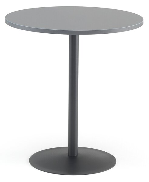 Stół do kawiarni ASTRID, Ø 700 mm, laminat, szary, czarny