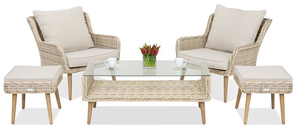 Meble ogrodowe Bilbao Terrace z 2 pufami Garden Point piaskowy