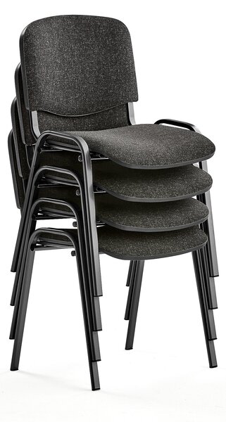 Krzesło konferencyjne NELSON, 4 szt., tkanina, szary, czarny