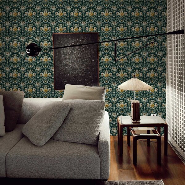 Tapety Żółte i białe kwiaty na ciemnym tle, Tapety Shabby Chic, a00089 : Uwalls.pl