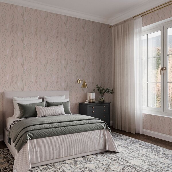Tapety Zwisające gałęzie z liśćmi na beżowym tle, Tapety Boho, a00095v1 : Uwalls.pl