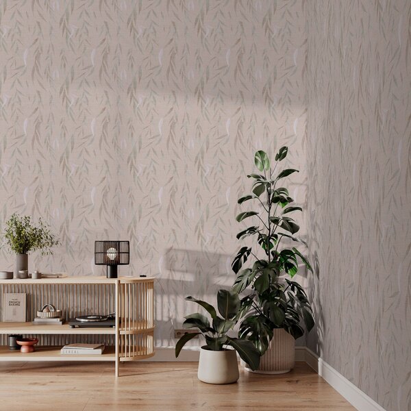 Tapety Zwisające gałęzie z liśćmi na beżowym tle, Tapety Boho, a00095v1 : Uwalls.pl