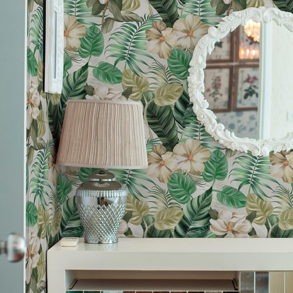Tapety Kompozycja tropikalnych kwiatów i liści, Tapety Shabby Chic, a00099 : Uwalls.pl