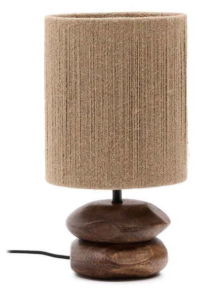Lampa stołowa z litego drewna akacjowego w ciemnym naturalnym kolorze (wysokość 43 cm) Kor – Kave Home