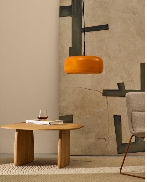 Pomarańczowa lampa wisząca LED ze szklanym kloszem ø 38 cm Reig – Kave Home