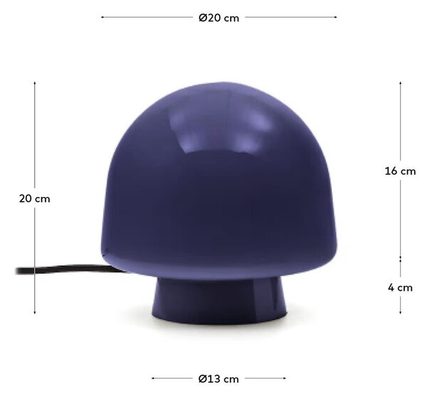Ciemnoniebieska lampa stołowa ze szklanym kloszem (wysokość 20 cm) Reig – Kave Home