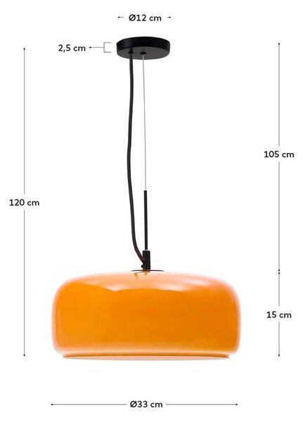 Pomarańczowa lampa wisząca LED ze szklanym kloszem ø 38 cm Reig – Kave Home