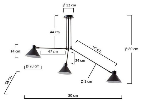 Czarna lampa sufitowa 80x80 cm Dione – Kave Home