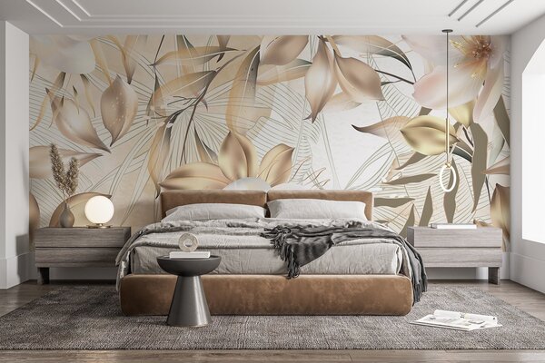 Fototapety Kwiaty i liście jaśminu, delikatne kolory, ilustracja botaniczna, kwiatowe tło, elegancki, Fototapety Abstrakcja, w08977 : Uwalls.pl
