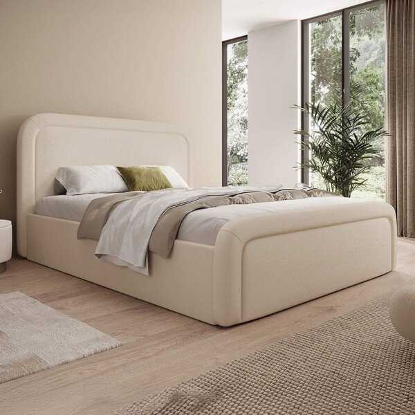 MebleMWM Łóżko tapicerowane z pojemnikiem SFG0154 | 180x200 | Boucle | Beż #3