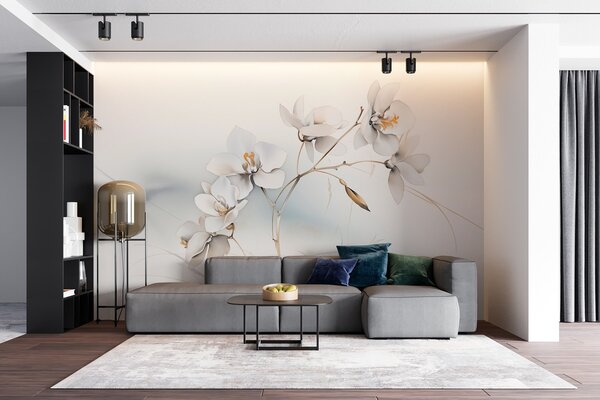 Fototapety Gałązka białej orchidei w stylu akwareli, Fototapety Kwiaty, w09022 : Uwalls.pl