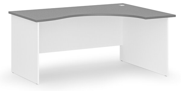 Ergonomiczne biurko PRIMO WHITE, 160x120 cm, prawe, biało-grafitowe