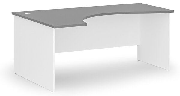 Ergonomiczne biurko PRIMO WHITE, 180x120 cm, lewe, biały/grafit