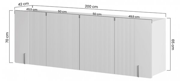 Komoda Malmi 200 cm czterodrzwiowa wisząca - czarny mat / czarny