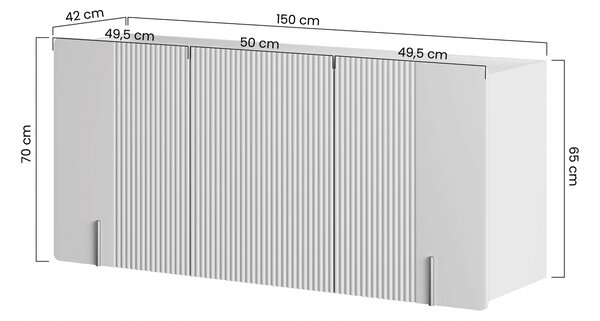 Komoda Malmi 150 cm trzydrzwiowa wisząca - czarny mat / czarny
