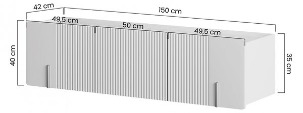 Szafka RTV Malmi 150 cm wisząca - kaszmir / crema bianca / złoty